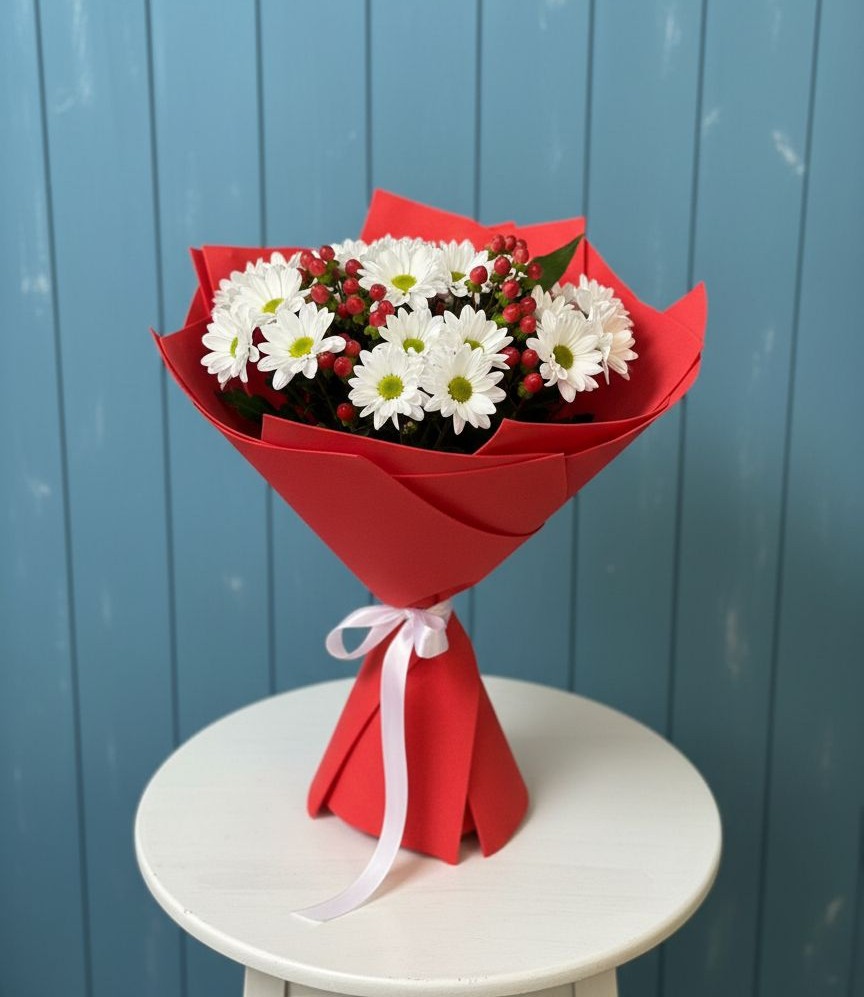 Букет цветов из: Хризантемы в Цибанобалка