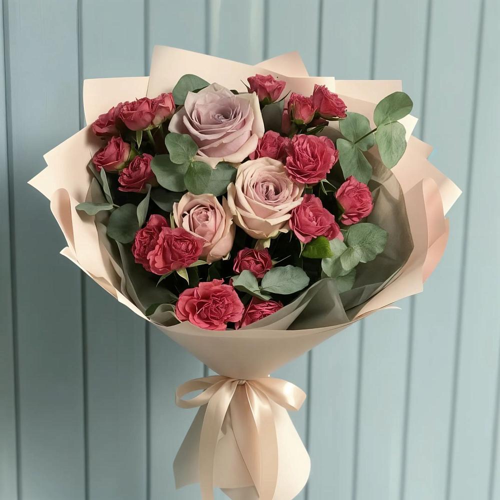 Букет цветов из: Гвоздики и Розы в Цибанобалка