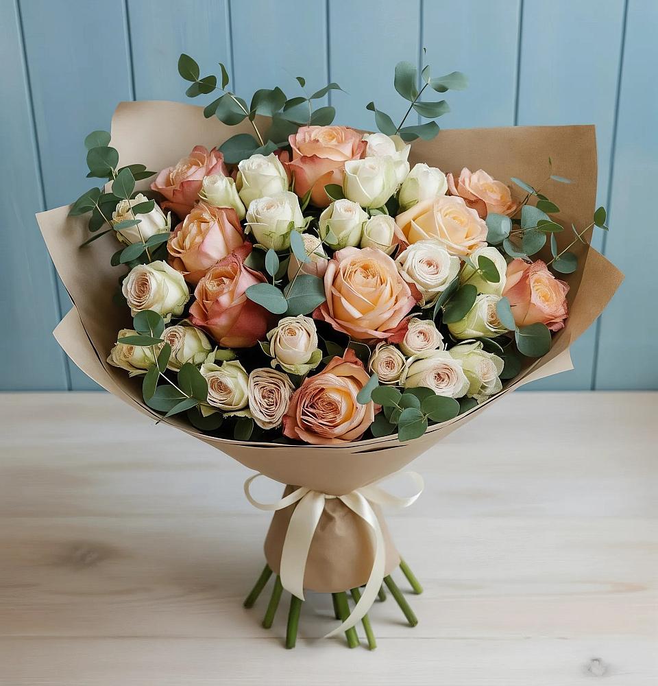 Букет цветов из: Альстромерии и Розы в Цибанобалка