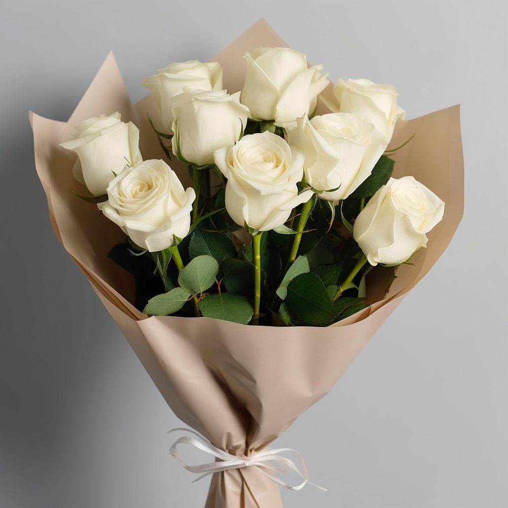 Букет 9 Белых роз Эдлесс Лав в Цибанобалка