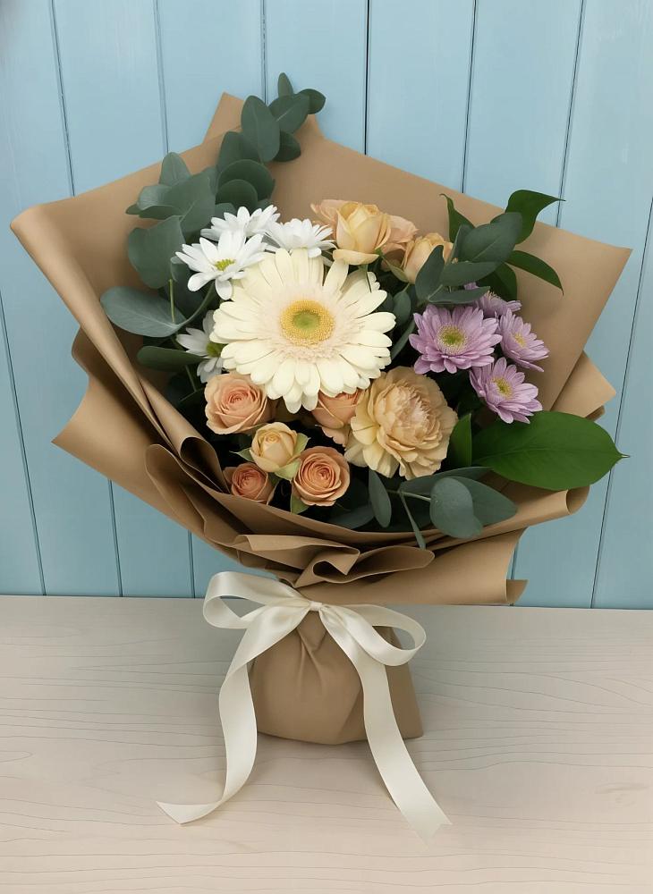 Букет цветов из: Герберы и Хризантемы в Цибанобалка