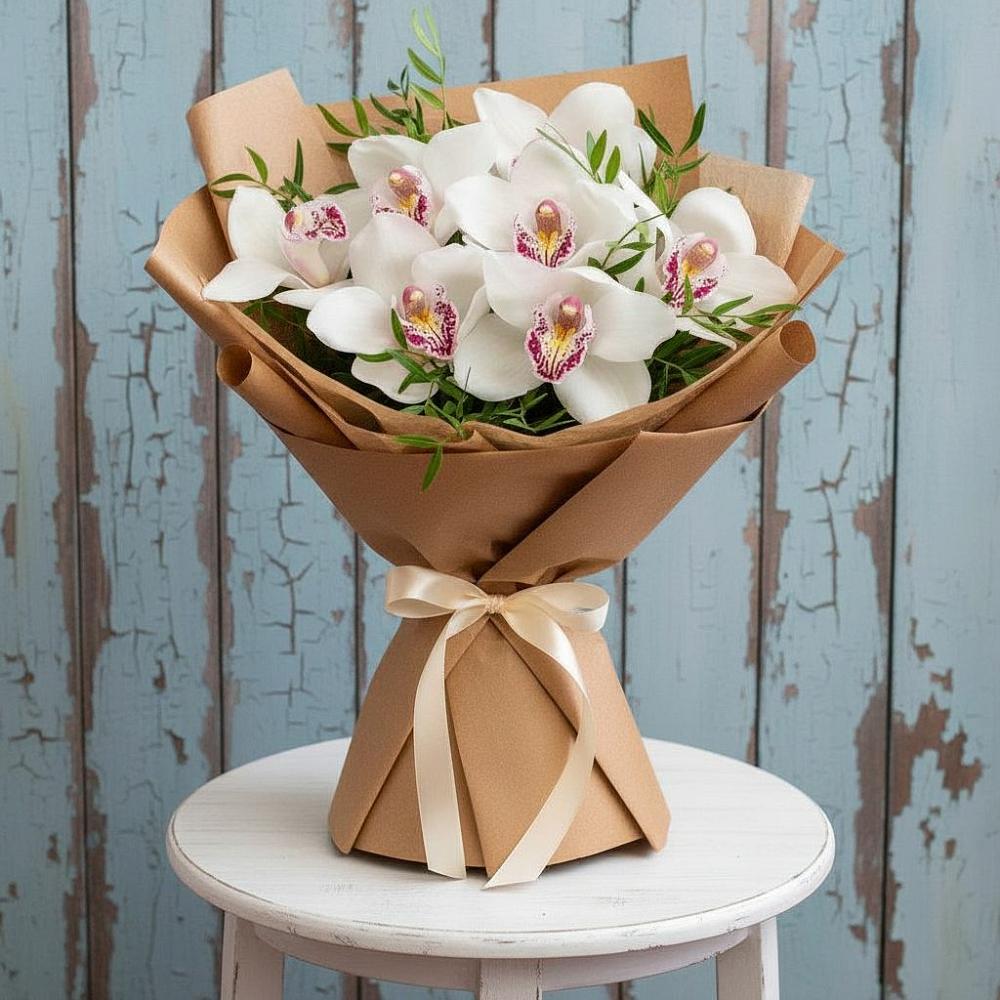 Букет цветов из: Орхидеи и Розы в Цибанобалка