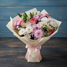 Букет цветов из:  Хризантемы, Альстромерии и Розы #REPLACE_PRED# Цибанобалка