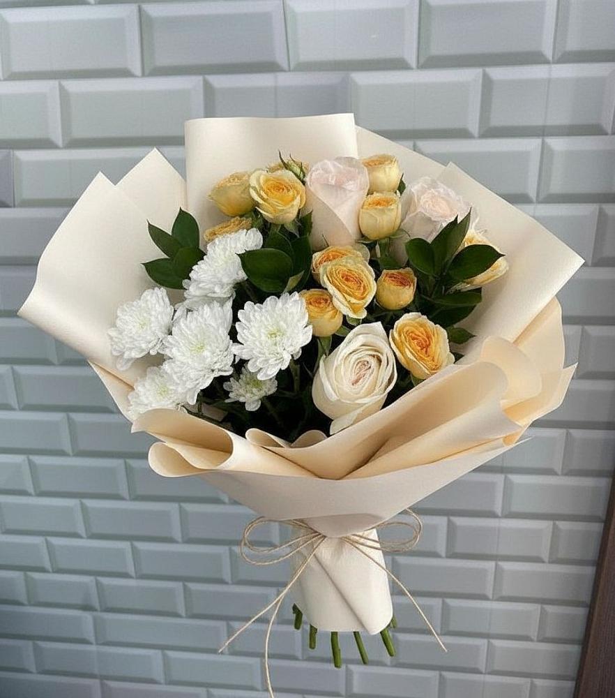 Букет цветов из: Розы и Хризантемы в Цибанобалка