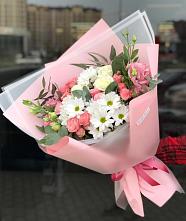 Букет цветов из:  Розы, Лизиантусы и Хризантемы в Цибанобалка