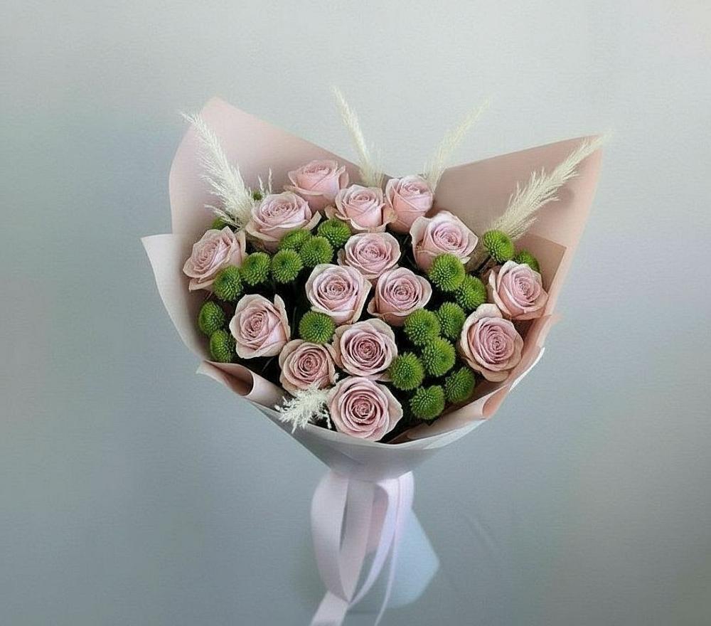 Букет цветов из: Розы и Хризантемы в Цибанобалка