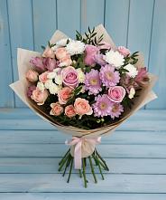 Букет цветов из:  Хризантемы, Розы и Альстромерии #REPLACE_PRED# Цибанобалка