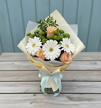 Букет цветов из:  Герберы, Розы и Хризантемы в Цибанобалка